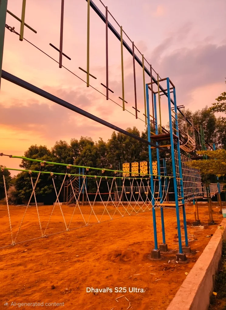 Rope course at sunset